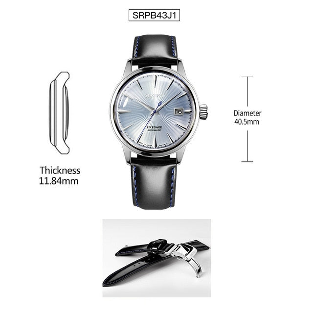 Seiko Presage Cocktail Bluemoon Automatic Watch, Blue, 40.5 mm, Day, SRPB41J1