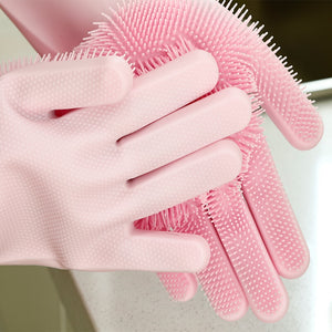 Silicone Scrubber Rubber Cleaning Gloves