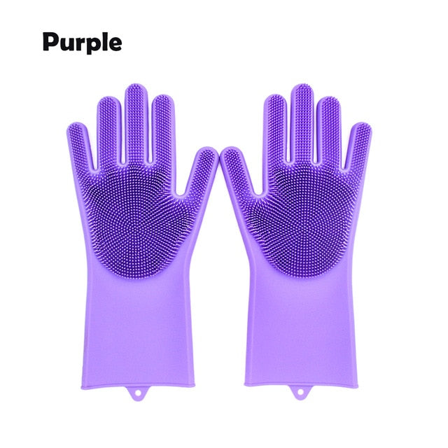 Silicone Scrubber Rubber Cleaning Gloves