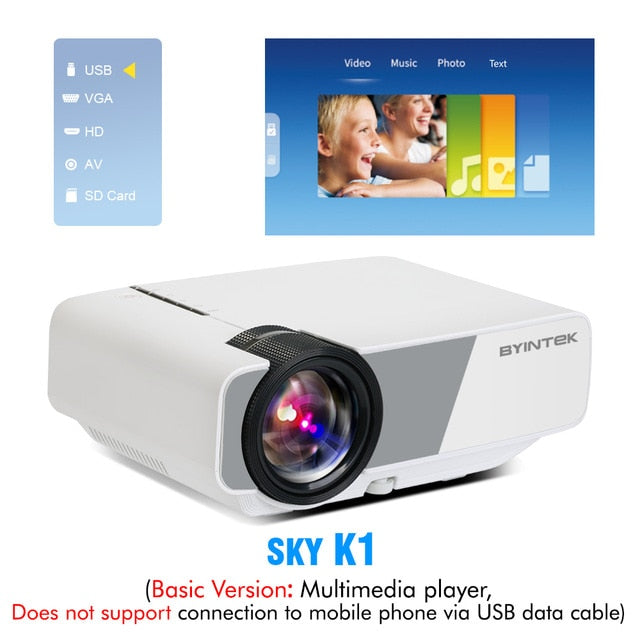BYINTEK SKY K1/K1plus LED Home Theater Mini Projector with Optional Wired Sync Display - NewCrate.co