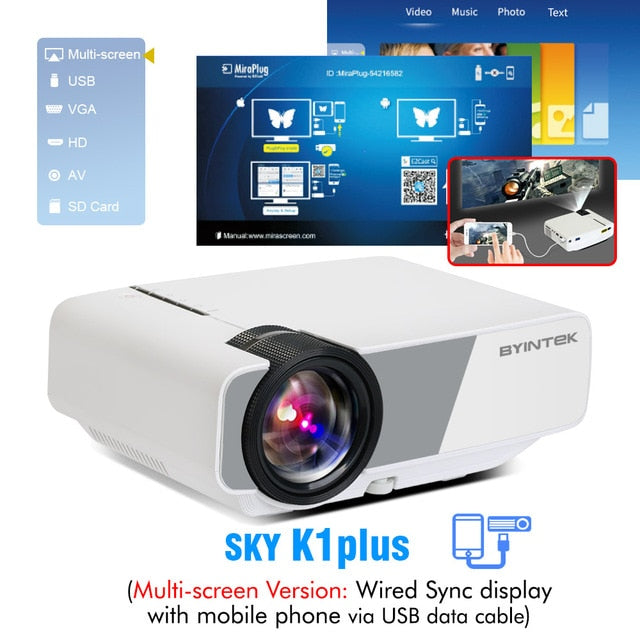 BYINTEK SKY K1/K1plus LED Home Theater Mini Projector with Optional Wired Sync Display - NewCrate.co