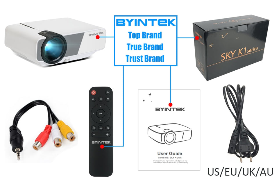 BYINTEK SKY K1/K1plus LED Home Theater Mini Projector with Optional Wired Sync Display - NewCrate.co